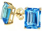 Tommaso Design™ Genuine Emerald Cut Blue Topaz Earrings