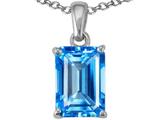 Tommaso Design™ Emerald Cut 8x6mm Genuine Blue Topaz Pendant