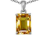 Tommaso Design™ Emerald Cut 8x6mm Genuine Citrine Pendant