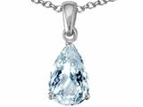 Tommaso Design™ Genuine 9x6mm Pear Shape Aquamarine Pendant