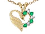 Tommaso Design™ Genuine Heart Shaped Swan Emerald Pendant