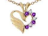 Tommaso Design™ Genuine Heart Shaped Swan Amethyst Pendant