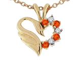 Tommaso Design™ Heart Shaped Love Swan Pendant with Genuine Garnet and Diamonds.