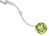 Tommaso Design™ Round 7mm Genuine Peridot and Diamond Pendant
