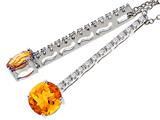 Tommaso Design™ Round 7mm Genuine Citrine and Diamond Pendant