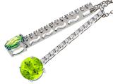 Tommaso Design™ Round 7mm Genuine Peridot and Diamond Pendant