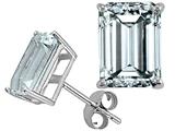Tommaso Design™ 7x5 Emerald Cut Genuine Aquamarine Earrings