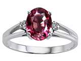 Tommaso Design™ Oval 8x6 mm Genuine Rhodolite and Diamond Ring