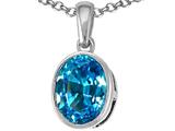 Tommaso Design™ Oval 9x7mm Genuine Blue Topaz Pendant