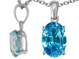 Tommaso Design™ Genuine Oval 8x6mm Blue Topaz Pendant