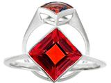 Tommaso Design™ Genuine Square Garnet Ring