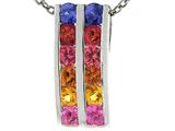 Tommaso Design™ .75 inch long Rainbow Sapphire Pendant with 12 Genuine Multi Color Sapphires