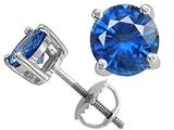 Tommaso Design™ Round 6 mm Genuine Sapphire Screw Back Earring Studs