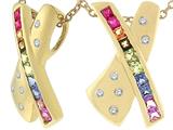 Tommaso Design™ Rainbow Sapphire Pendant with 10 Genuine Multi Color Princess Cut Sapphires