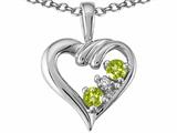 Tommaso Design™ Round 3mm Genuine Peridot Heart Pendant