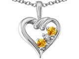Tommaso Design™ Round 3 mm Genuine Citrine Heart Pendant