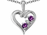Tommaso Design™ Round 3mm Genuine Amethyst Heart Pendant