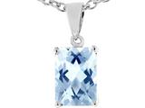 Tommaso Design™ 8x6mm Emerald Cut Genuine Aquamarine Pendant