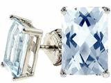 Tommaso Design™ Genuine 8x6 Rare European Checkerboard Emerald Cut Aquamarine Earrings