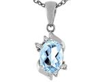 Tommaso Design™ Genuine Oval European Cut Aquamarine Pendant
