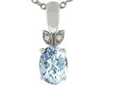 Tommaso Design™ Genuine Round Brilliant Aquamarine Pendant