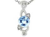 Tommaso Design™ Genuine Round Brilliant Aquamarine Pendant