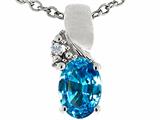 Tommaso Design™ Genuine Oval Blue Topaz Pendant