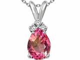 Tommaso Design™ Pear Shape 8x6mm Genuine PinkTourmaline and Diamond Pendant