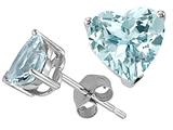 Tommaso Design™ Genuine 6mm Heart Shape Aquamarine Earring Studs