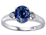 Tommaso Design™ 7mm Round Created Sapphire and Diamond Ring
