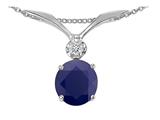 Tommaso Design™ Round 7mm Genuine Black Sapphire and Diamond Pendant