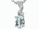Tommaso Design™ Oval 7x5mm Genuine Aquamarine Pendant