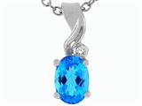 Tommaso Design™ Oval 7x5mm Genuine Blue Topaz Pendant