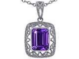 Tommaso Design™ Genuine Emerald Cut Amethyst Pendant