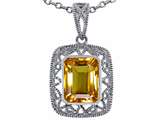 Tommaso Design™ Genuine Emerald Cut Citrine Pendant