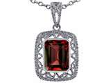 Tommaso Design™ Genuine Emerald Cut Garnet Pendant