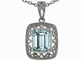Tommaso Design™ Genuine Emerald Cut Aquamarine Pendant