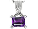 Tommaso Design™ Genuine Emerald Cut Amethyst Pendant