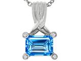 Tommaso Design™ Genuine Emerald Cut Blue Topaz Pendant