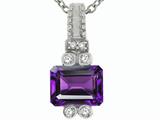 Tommaso Design™ Genuine Emerald Cut Amethyst Pendant