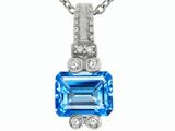 Tommaso Design™ Genuine Emerald Cut Blue Topaz Pendant