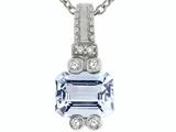 Tommaso Design™ Genuine Emerald Cut Aquamarine Pendant