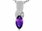 Tommaso Design™ Genuine Marquee Cut Amethyst and Diamond Pendant