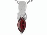 Tommaso Design™ Genuine Marquee Cut Garnet and Diamond Pendant
