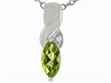 Tommaso Design™ Genuine Marquee Cut Peridot and Diamond Pendant