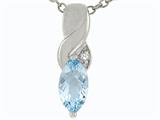 Tommaso Design™ Genuine Marquee Cut Aquamarine and Diamond Pendant