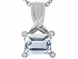 Tommaso Design™ Genuine Emerald Cut Aquamarine Pendant