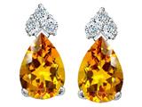 Tommaso Design™ Pear Shape 7x5mm Genuine Citrine and Diamond Earrings