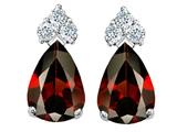 Tommaso Design™ Pear Shape 8x6mm Genuine Garnet and Diamond Earrings