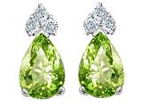 Tommaso Design™ Pear Shape 7x5mm Genuine Peridot and Diamond Earrings